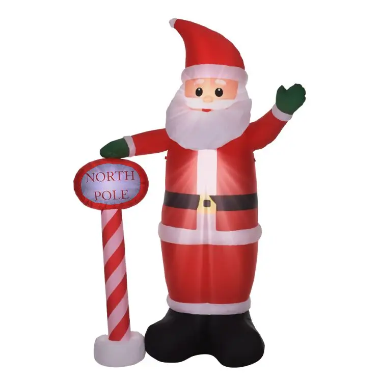8FT Tall Christmas Santa Inflatables IP44 Weatherproof LED Light Up Xmas Yard Giant and Tall Blow Up Santa Claus with Floor Stak