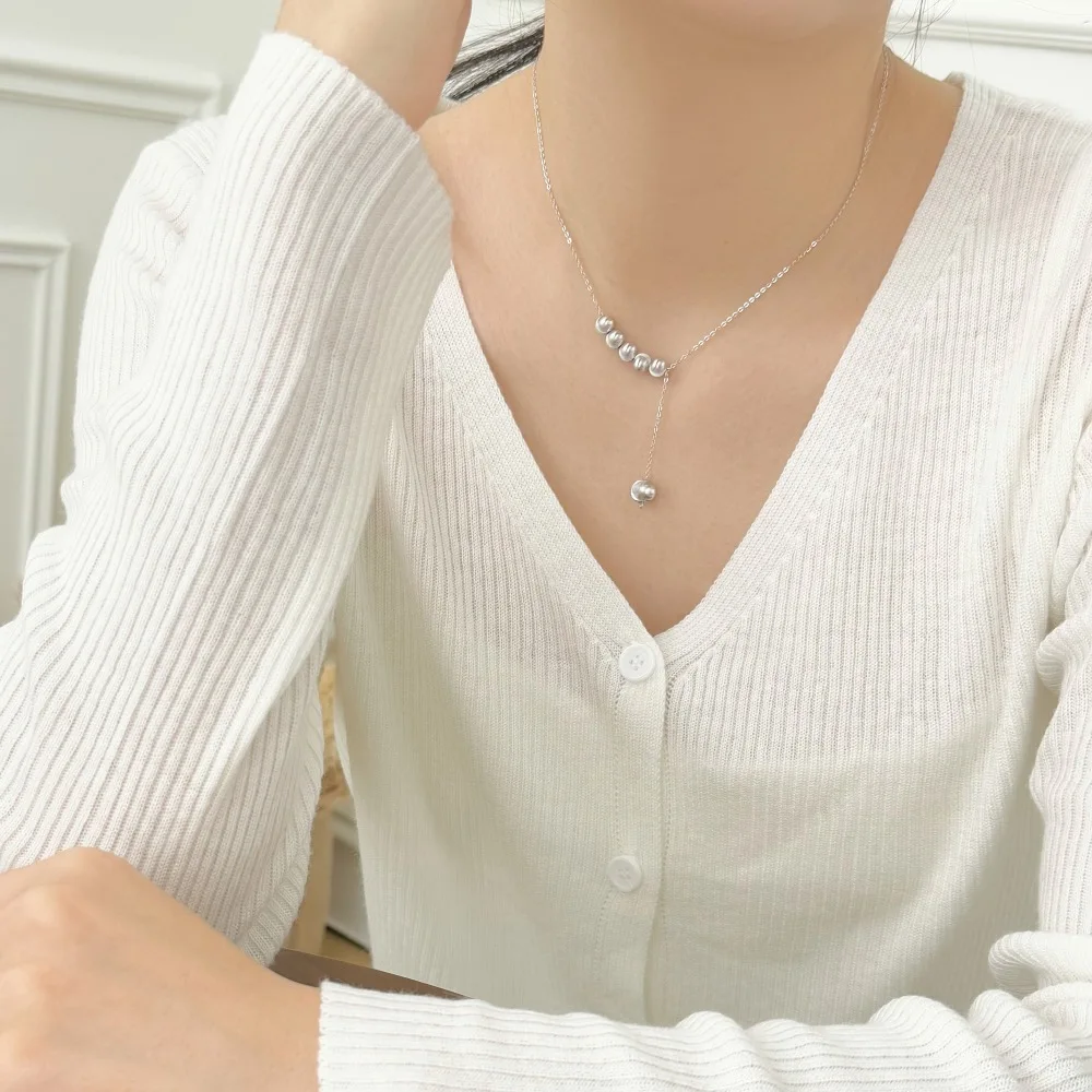 KAKODIY Fashion Women Jewelry 925 Sterling Silver Chain Shiny Beads Pendant Necklace for Girls Girls Ladies Daily detail 1