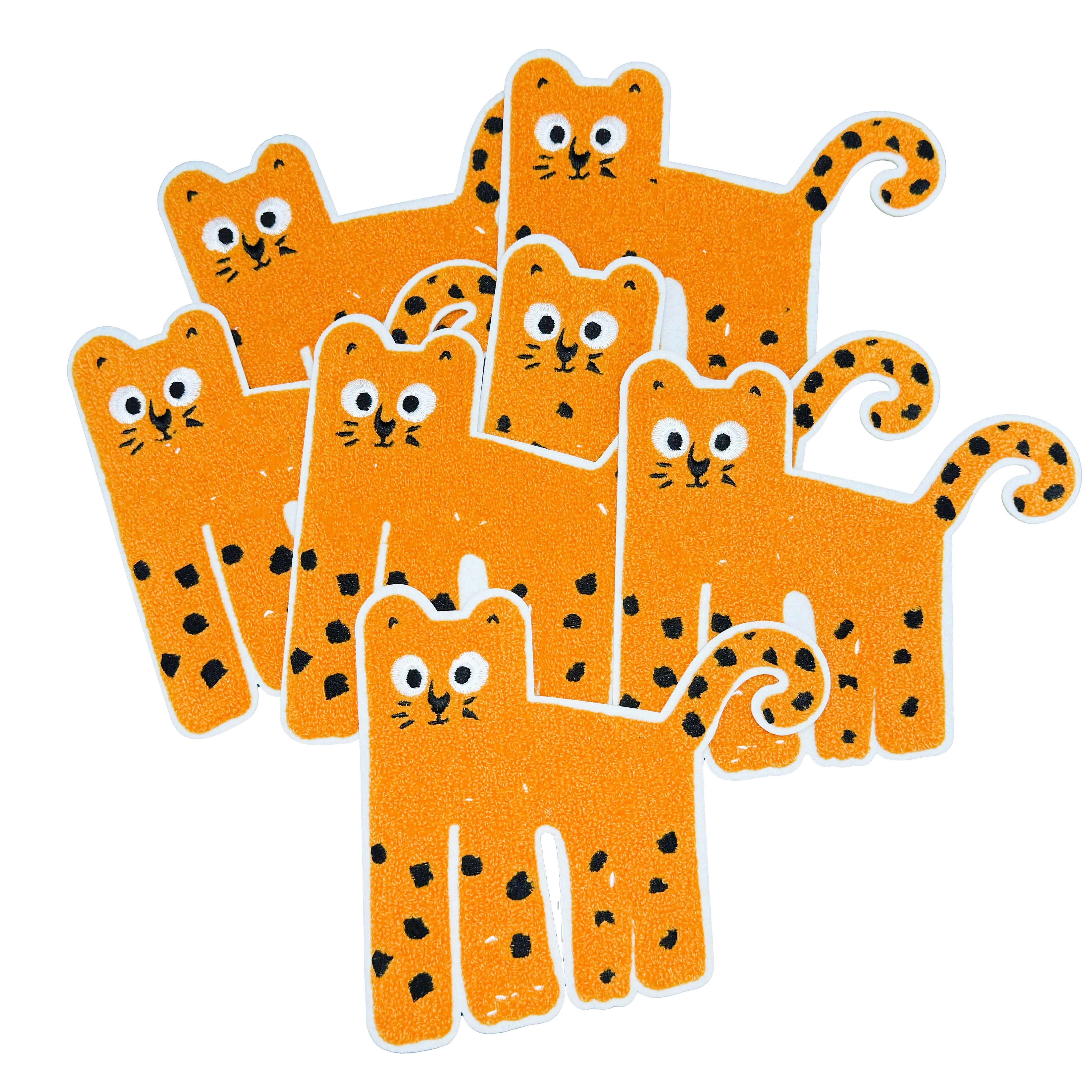 Wholesale Small Large Custom Animals Elephant Logo Towel Embroidery tiger  Letter Patch Iron on Heat Press Chenille Patches