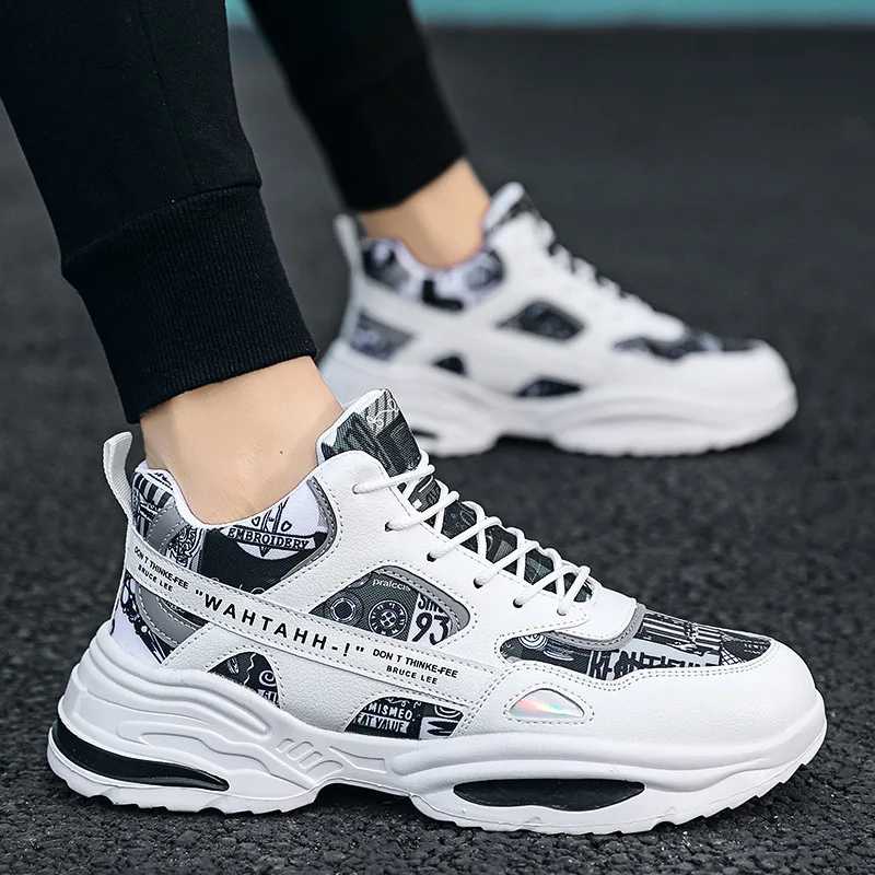 Men's sports shoes trend all match high top board shoes increase sports casual shoes