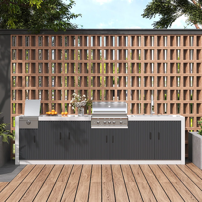 product custom outdoor kitchen systems for villa garden patio  bbq table sink basin workstation cabinet-8