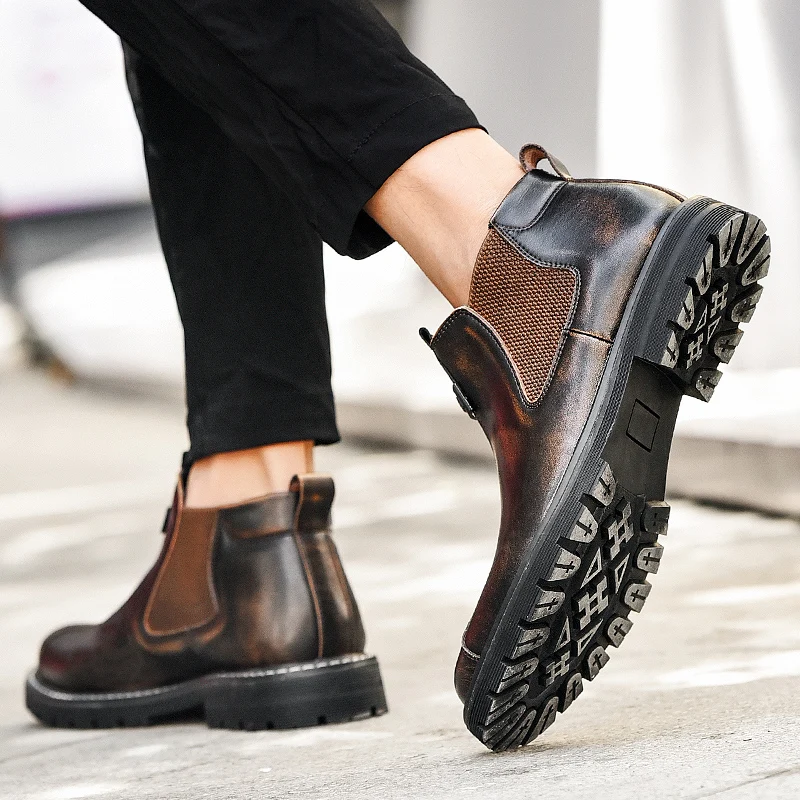 New Arrival Accept Custom LOGO Hand Made Pure Genuine Leather Oxfords Men Martin Boots