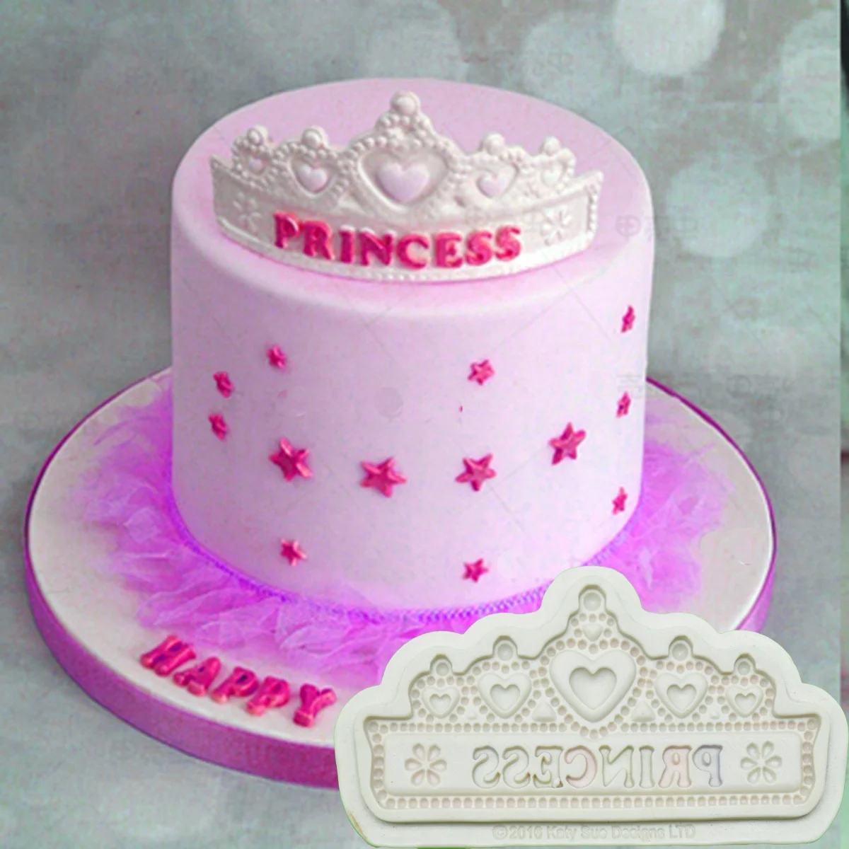 Cake Mould Chocolate Silicone Happy Birthday Fondant Baking Mold Decorating Pink 