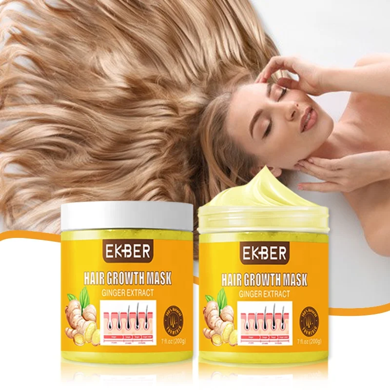 Customize Logo Multifunctional Ekber Ginger 200ml 5 Days Hair Growth Mask Hyaluronic Acid Moisturizing Refreshing Hair Care