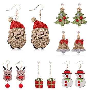 N785 Christmas Earrings For Women Kawaii Charm Long Earrings Xmas Female Jewelry Hook Short Earing Paired Xmas Gifts