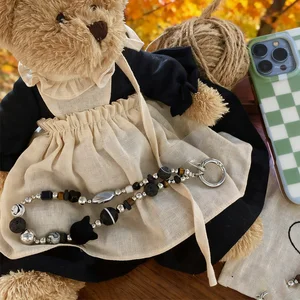 Maillard Color Palette Beaded Phone Charm - Stylish Handheld Phone Accessory for Daily Use"