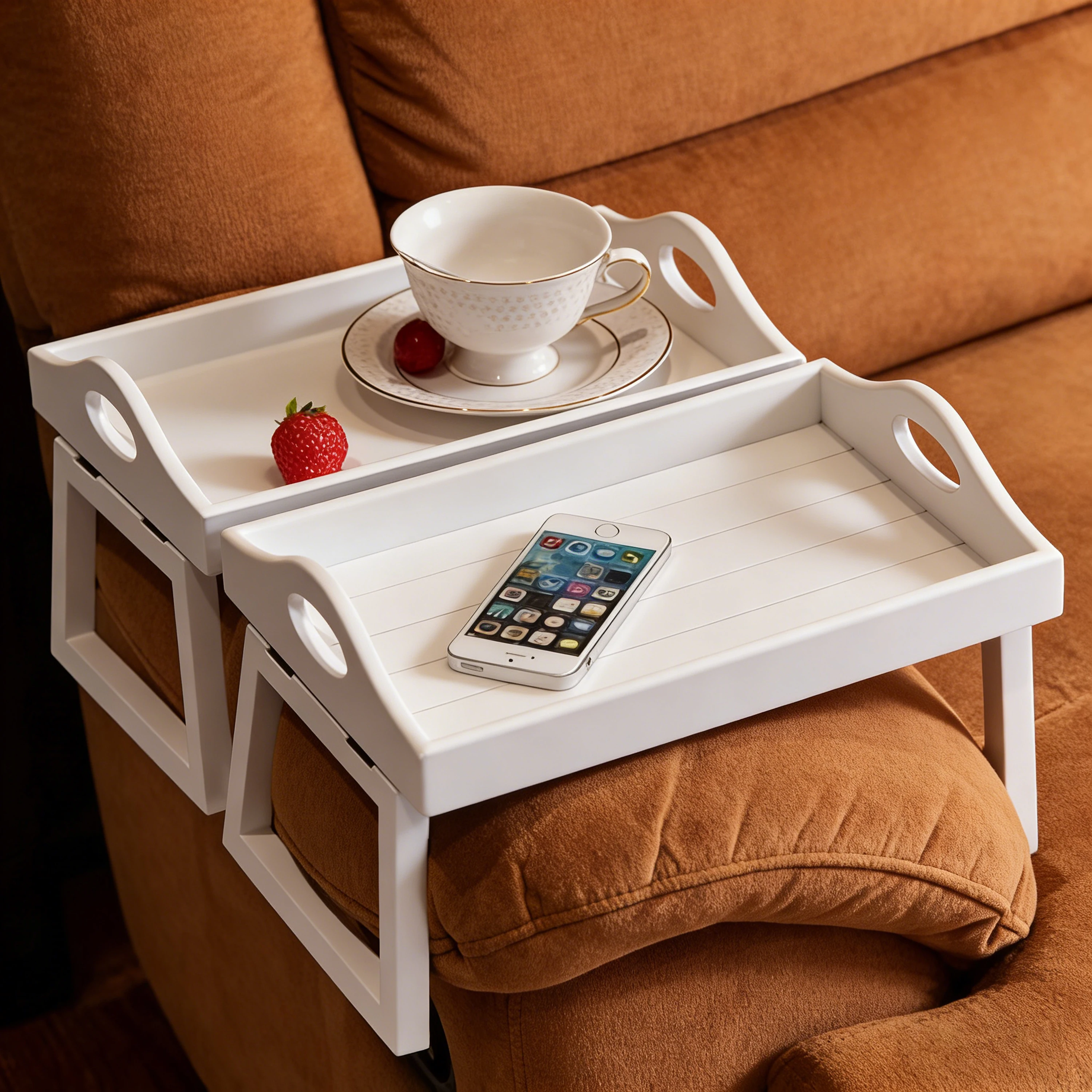 Foldable Sofa Arm Tray Table Wood Couch Armrest Tray with HandlesSofa Side Table for Drinks Snacks Couch Caddy for Living Room