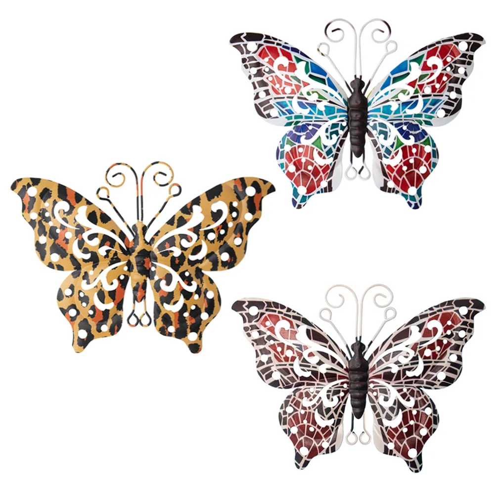 3 packs Metal Butterfly Wall Hanging, Colorfulated for Indoor and Outdoor Porch  Fence colorful