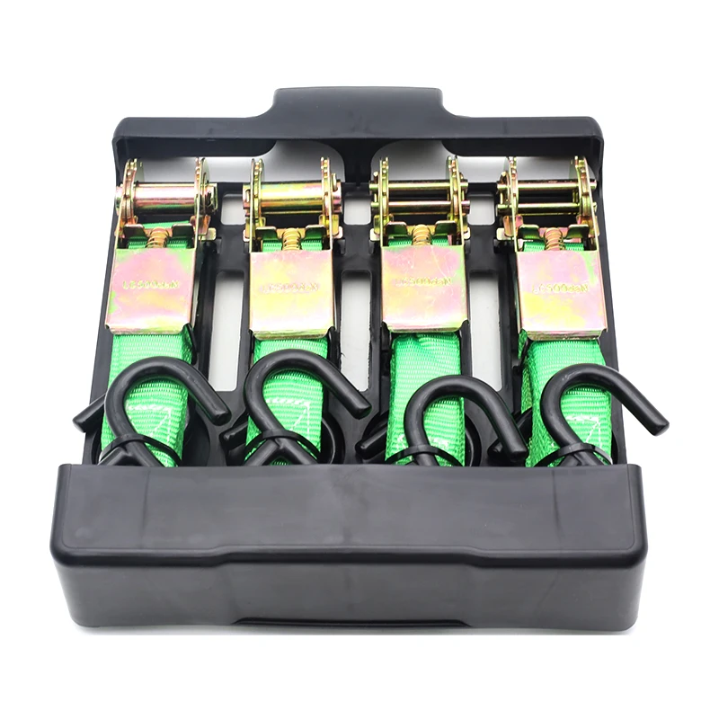 4-Pack 1 Inch 25mm Retractable Ratchet Straps S  Hook 15ft Cargo Lashing Belt Transporter PE Material Cargo Lifting Secure