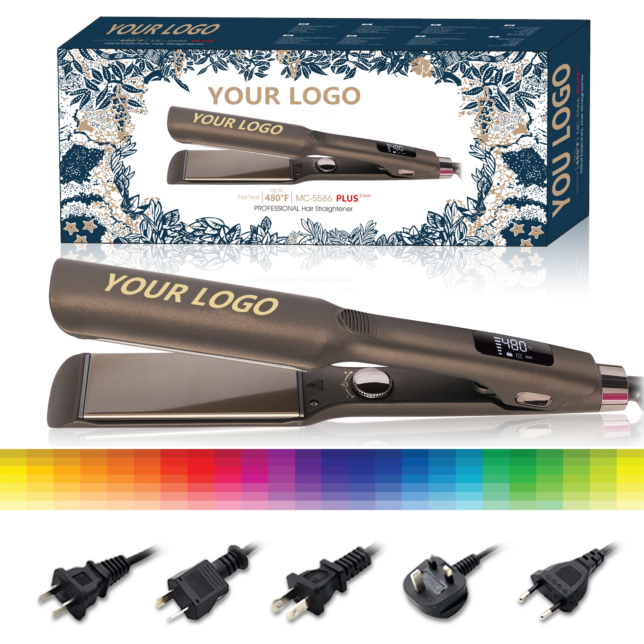 MAC Customize Your Logo Strong Flat Iron Titanium Professional Keratin Hair Treatment 2 Inch Wide Factory Hair Straightener