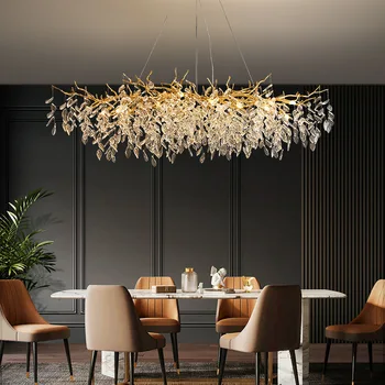 High quality modern luxury gold crystal chandelier dining island kitchen dining table chandeliers