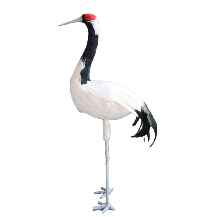 red crowned crane outdoor garden statues crafts egret simulation