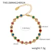 TXE138-Pulsera de circonitas de colores mixtos doradas