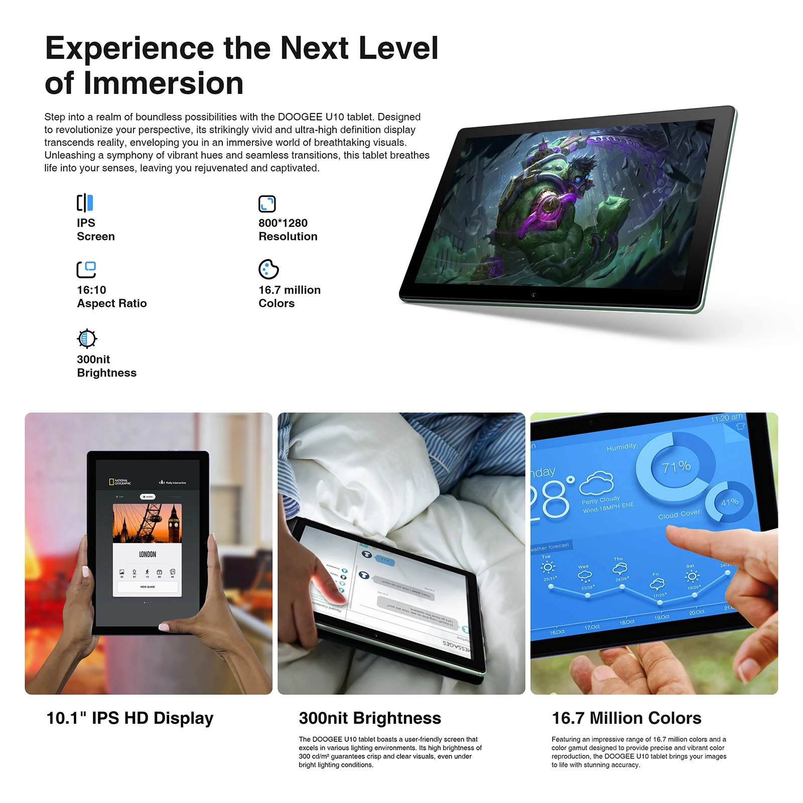 DOOGEE U10 Tablet PC - 9GB RAM, 128GB Storage, 10.1 Inch Display