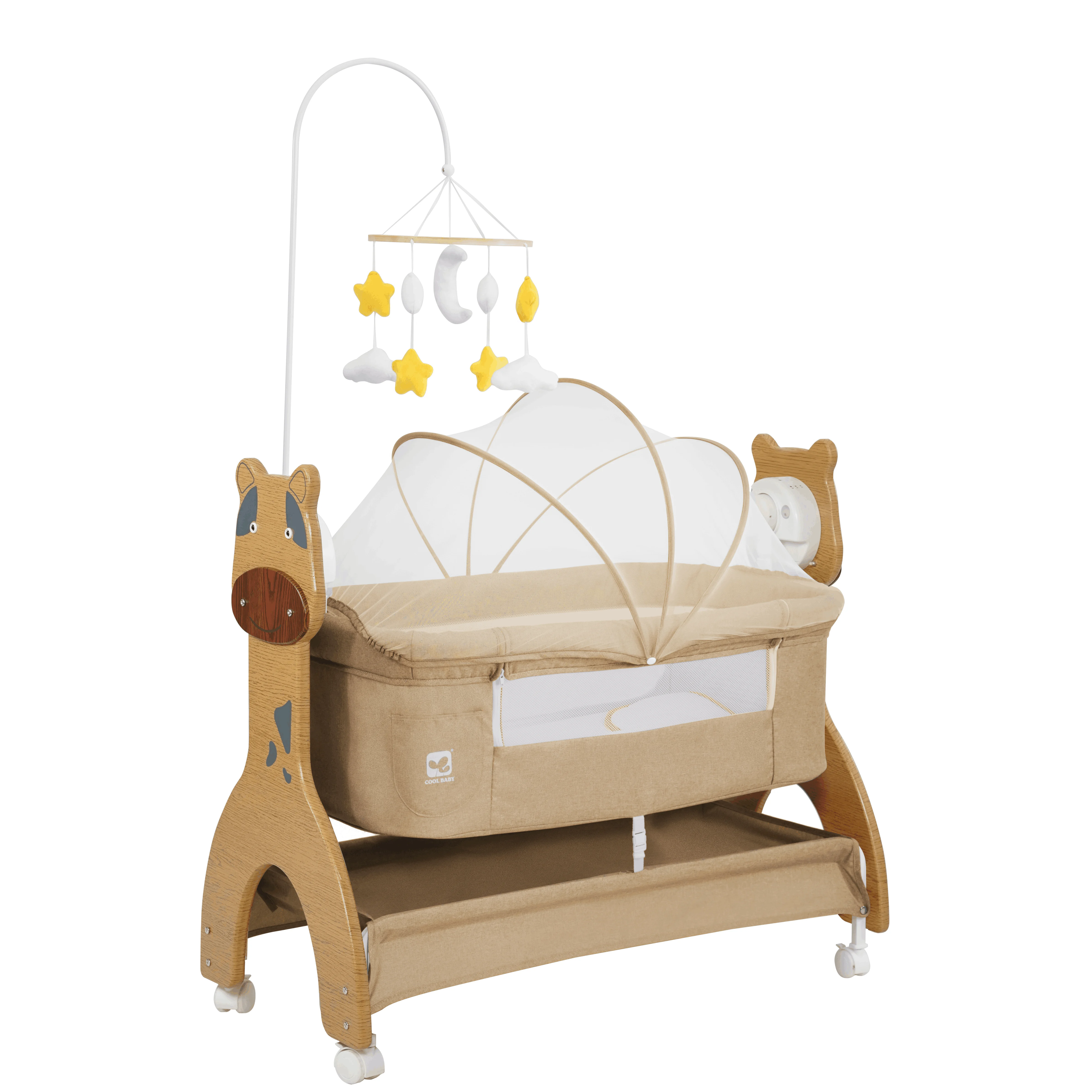 P1571D Cool Baby Newest Bigger Size Automatic Swing Baby Crib With Side-opening