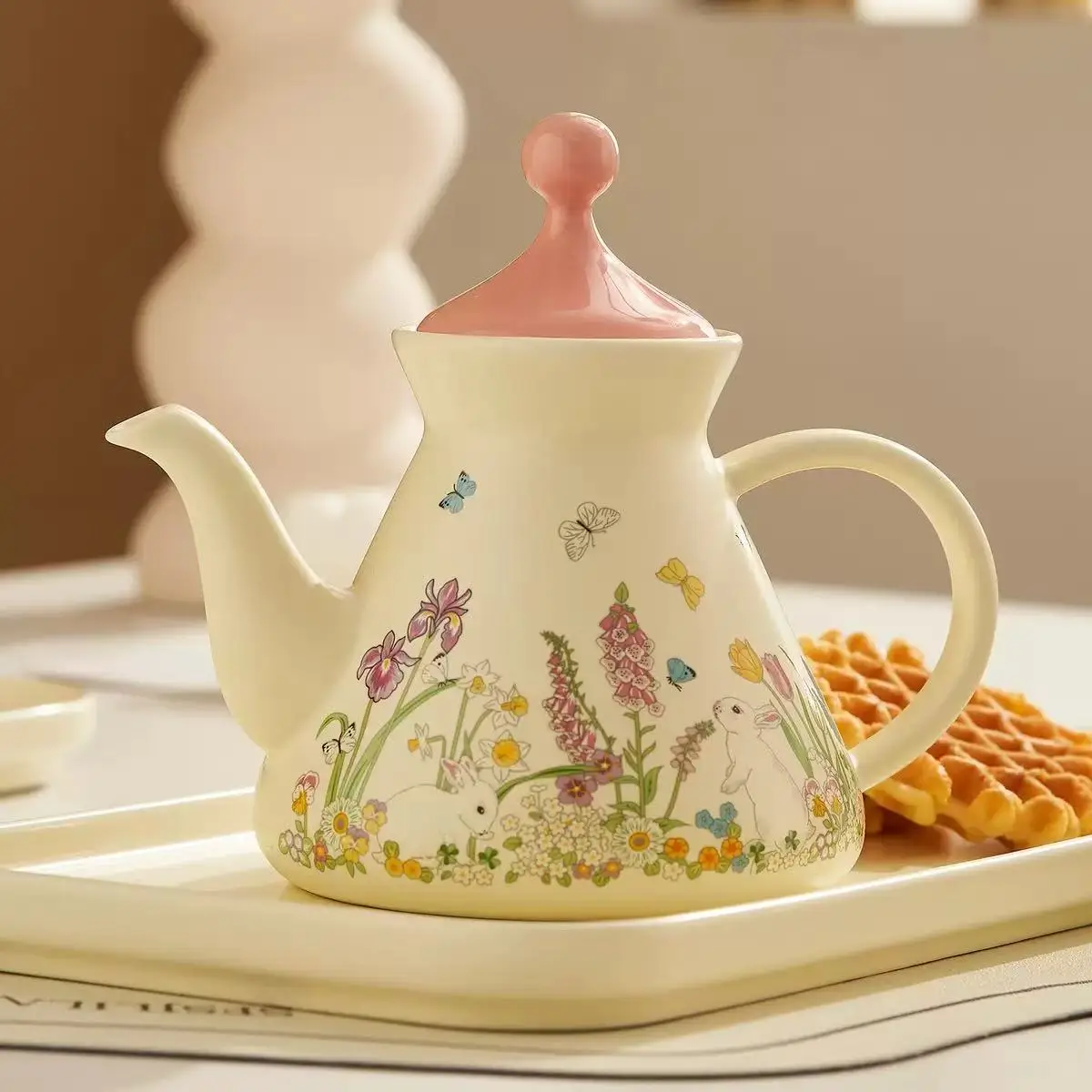 M Ceramic Teapot and Cup Set Perfect Birthday Gift for Tea Lovers Cartoon Princess Heart Alice in Wonderland Teapot Mug Set