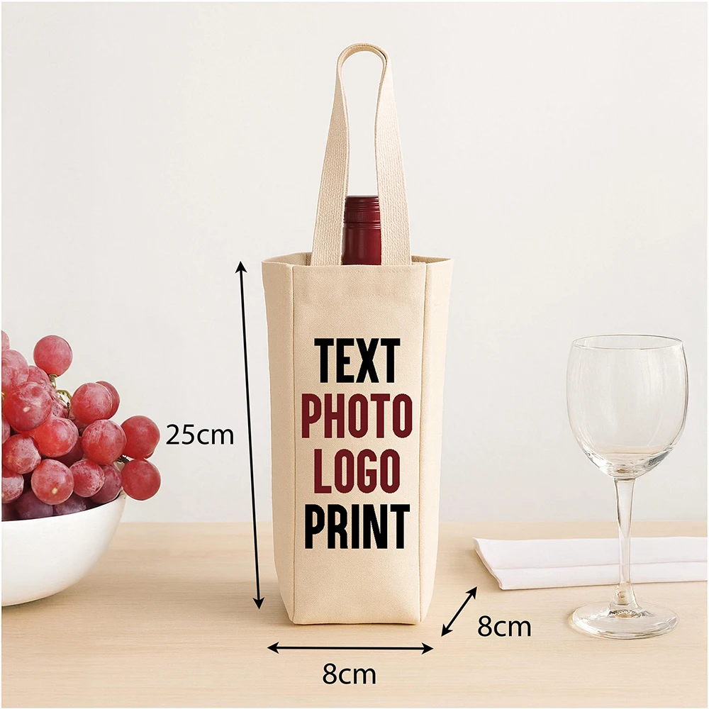 Foldable Easy to Carry Canvas Wine Bottle Gift Packing Bag Eco-friendly Customized Logo Cotton Canvas Wine Tote Bag