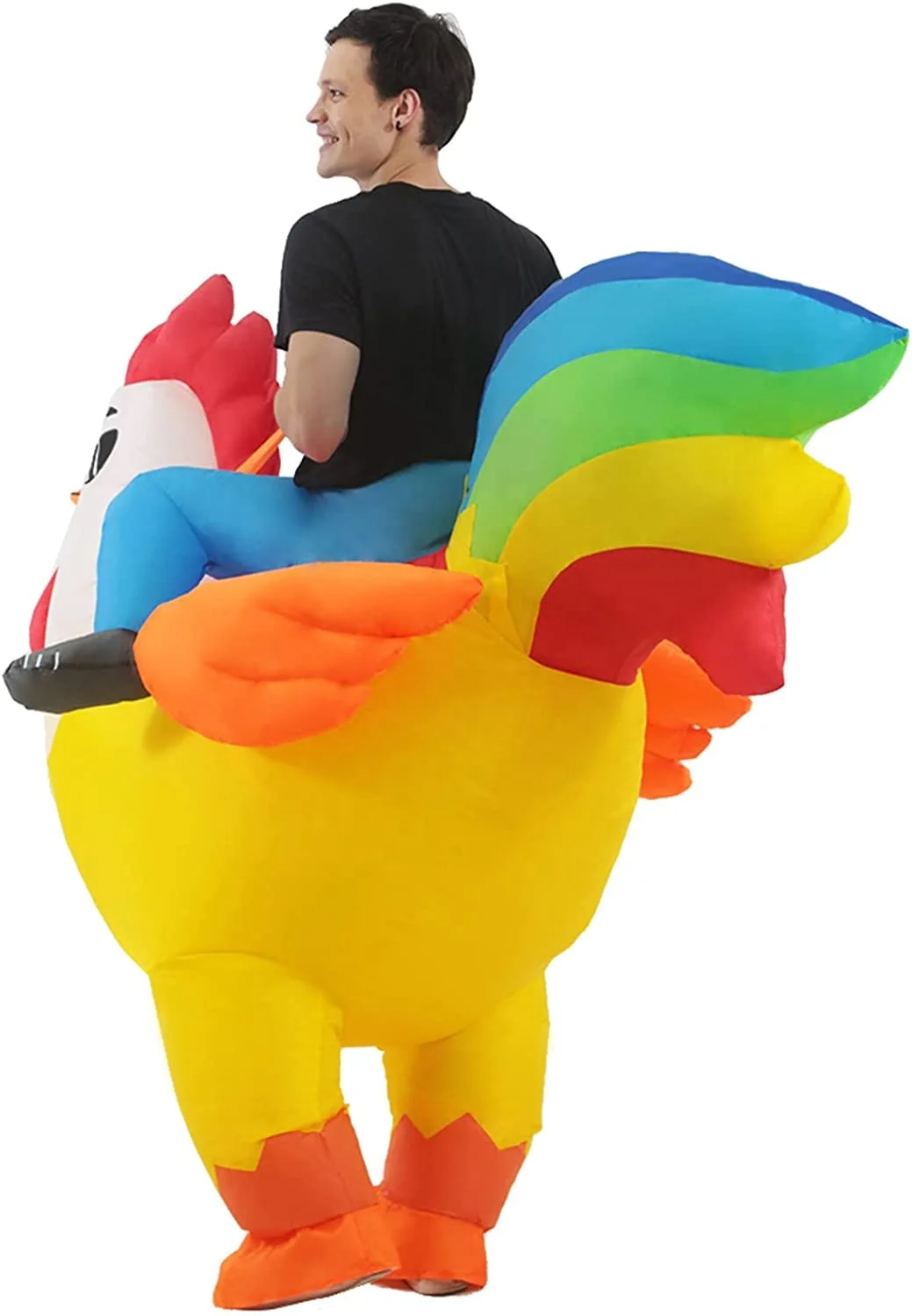 Rooster Ride On Chicken Inflatable Costume Adult Halloween Costumes For