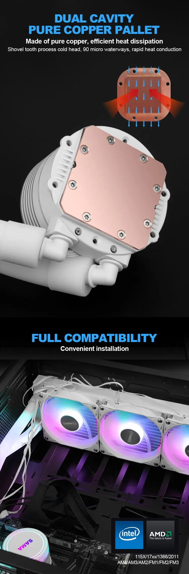 Customizable 360mm Aio Liquid Cpu Cooler Argb Sync Water Cooling Pwm