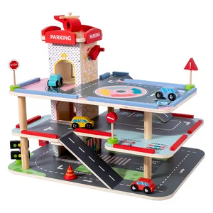EDULAND High Cross-Border Large Three-Dimensional Three-Layer Wooden Car Parking Assembly Track Children's Pretend Play