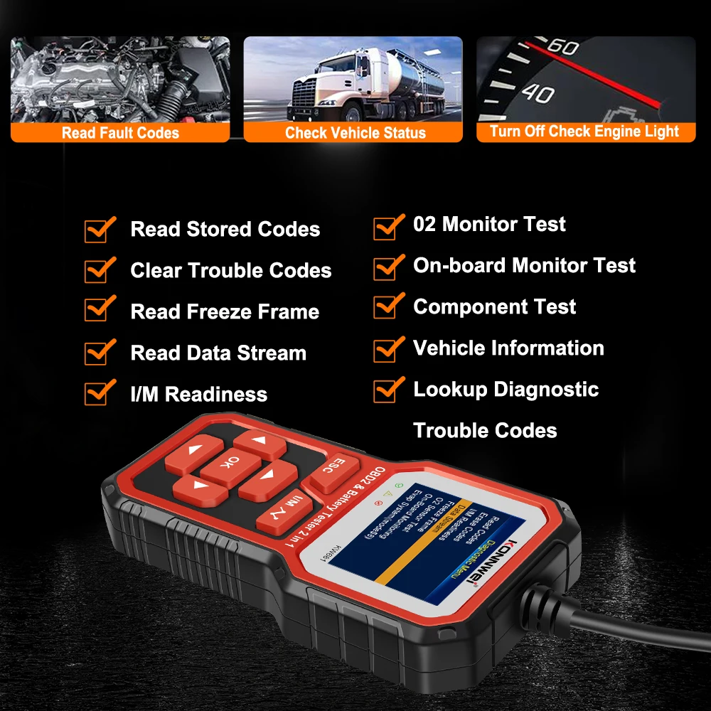 Universal Multilingual Escaner Automotriz Konnwei KW681 OBD2