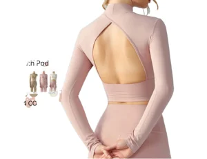 Women's Custom Logo Gym Fitness Activewear Set Long Sleeve Pilates Workout Running Yoga Top Breathable Spandex/Nylon Skinny Fit