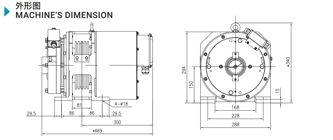 Gearless Elevator Traction Machine Torin VM450 PMSM Elevator Motor