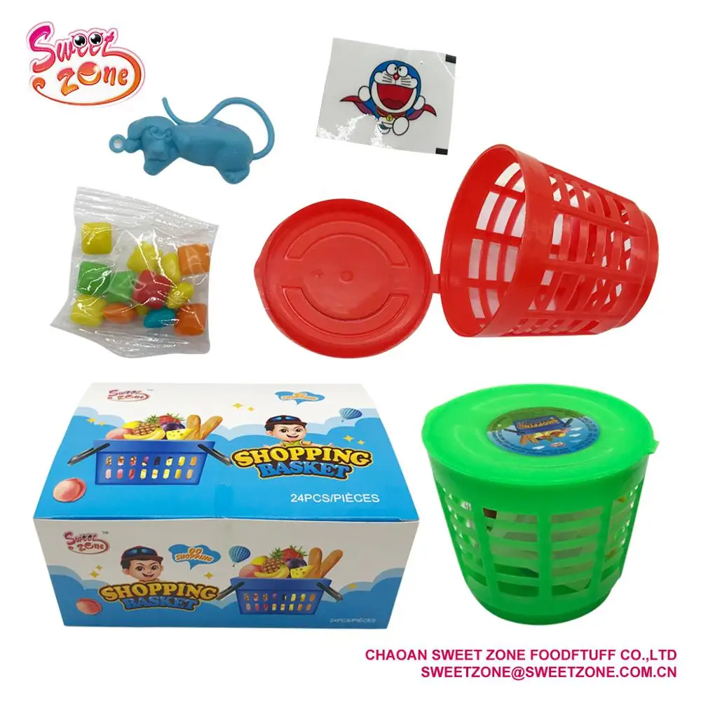 Shopping Basket Toy With Bubble Gum And Sticker