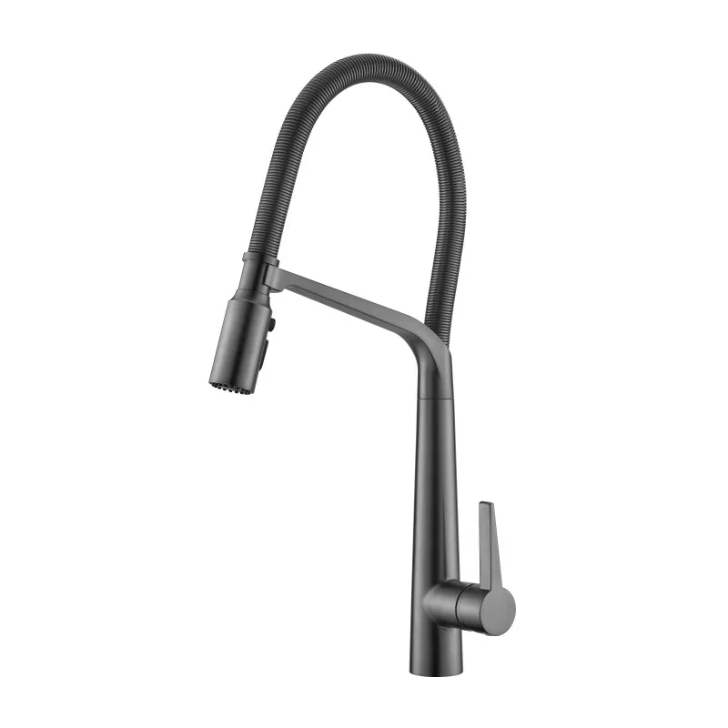 مقبض واحد عصري عالي القوس سحب المطبخ صنبور الصلب المقاوم للصدأ الحنفيات الحوض بالوعة