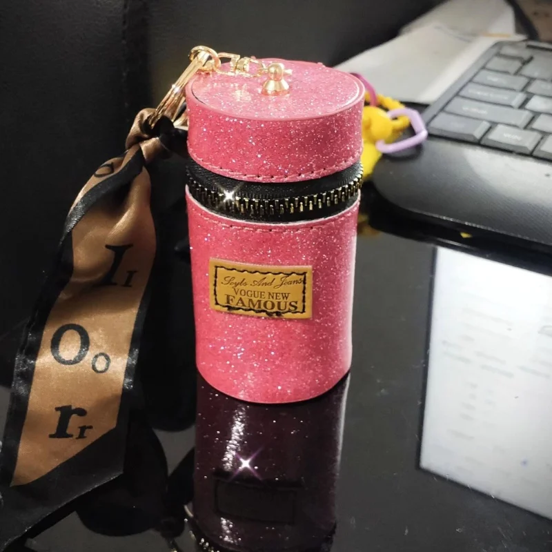 Luxury Pu Leather Bag Lipstick Case Keychain Mini Card Holder And