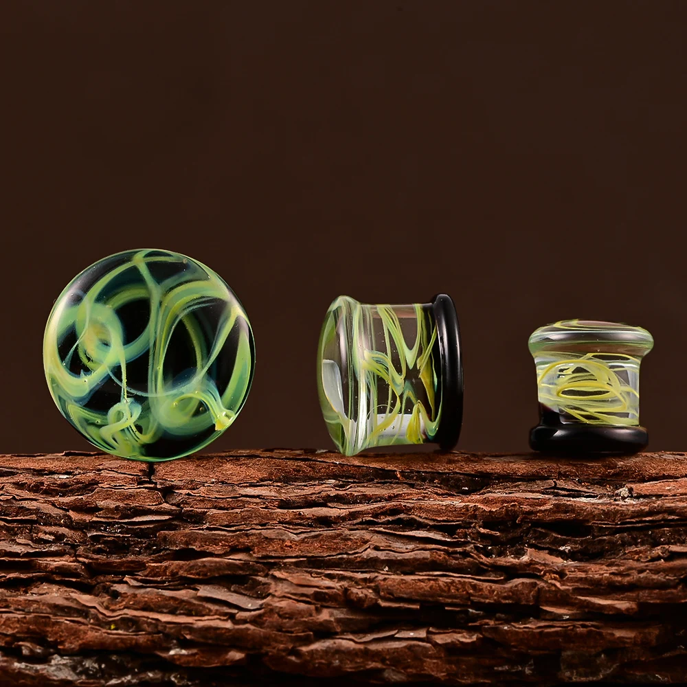 Wholesale Ear Gauges Glass Plugs Tunnels Dangle Gauge Earrings Double