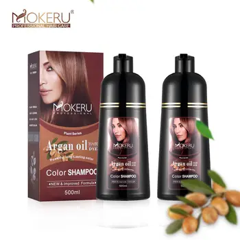 Customized private label Permanent Cover Gray brown 3 in 1 argan oil natural black hair dye shampoo
