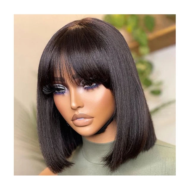 Wholesale Double Drawn Straight Bob Wig Raw Brazilian Virgin Cuticle Aligned 100% Human Hair 3x1Lace Front Wigs For Black Women