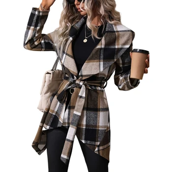 Fall/Winter Europe and America new style Plaid coat