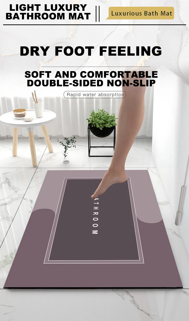 Customizable/40*60cm/ 50*80cm /60*90cm Size Non-Slip Water Absorbent Bathroom Rugs - Set of Diatomite Bath Mats, Floor Mats, Kitchen and Door Mats for Enhanced Traction and Comfort details