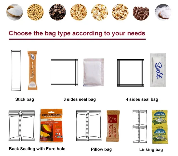 Automatic Sachet Pouch Snacks Sunflower Seeds Chia Seeds Packaging Ice Candy Sour Sweet Gummy Freeze Dried Candy Packing Machine