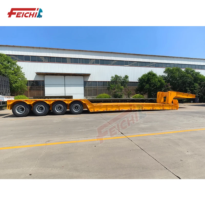 FEICHI 4 Axles 100 Tons Removable Gooseneck Zipper Link Lowbed Semi Trailer Low Flatbed Semi Trailer Export to Saudi Arabia