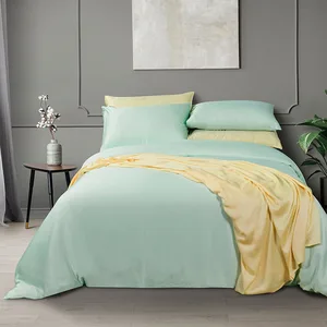 Hot Selling Luxury Duvet Cover Bedding Sets King Size Organic 100% Lyocell Eucalyptus Bedsheet Plain Bedsheets With Pillowcase