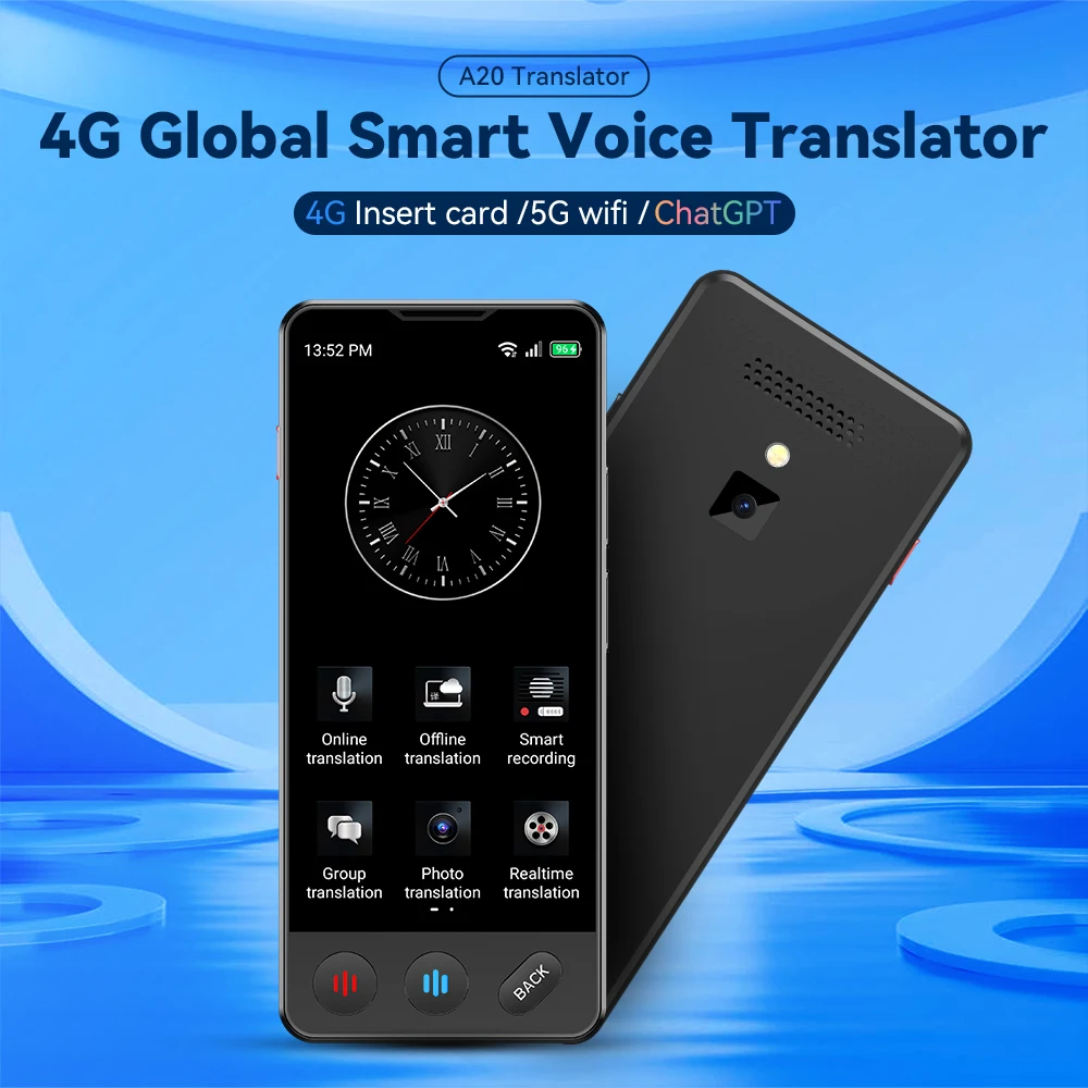 VORMOR A20 Portable Instant Language Sim Card Translator 138 Language 4G Wifi OffLine Translation Voice Language Translator