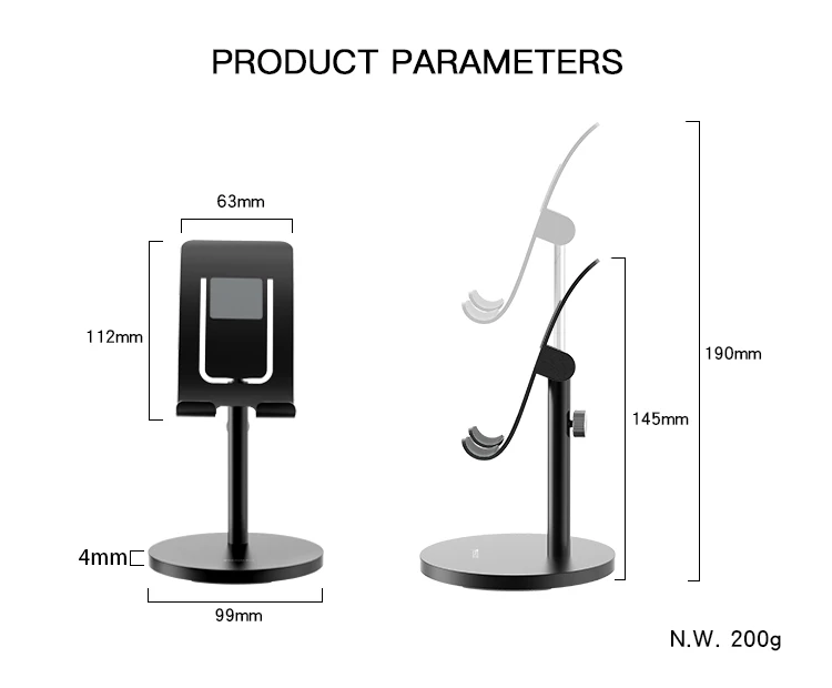 Yesido Aluminium Alloy Table Desk Tablet Stand Angle Hight Adjustable Desktop Cell Phone Holder