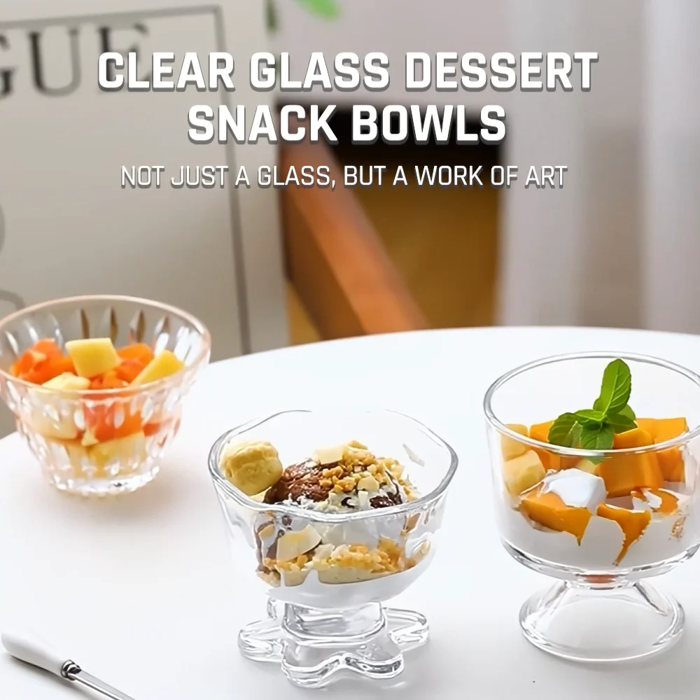 Glass Dessert Bowl 10oz Footed Trifle Bowls For Ice Cream Fruit Pudding