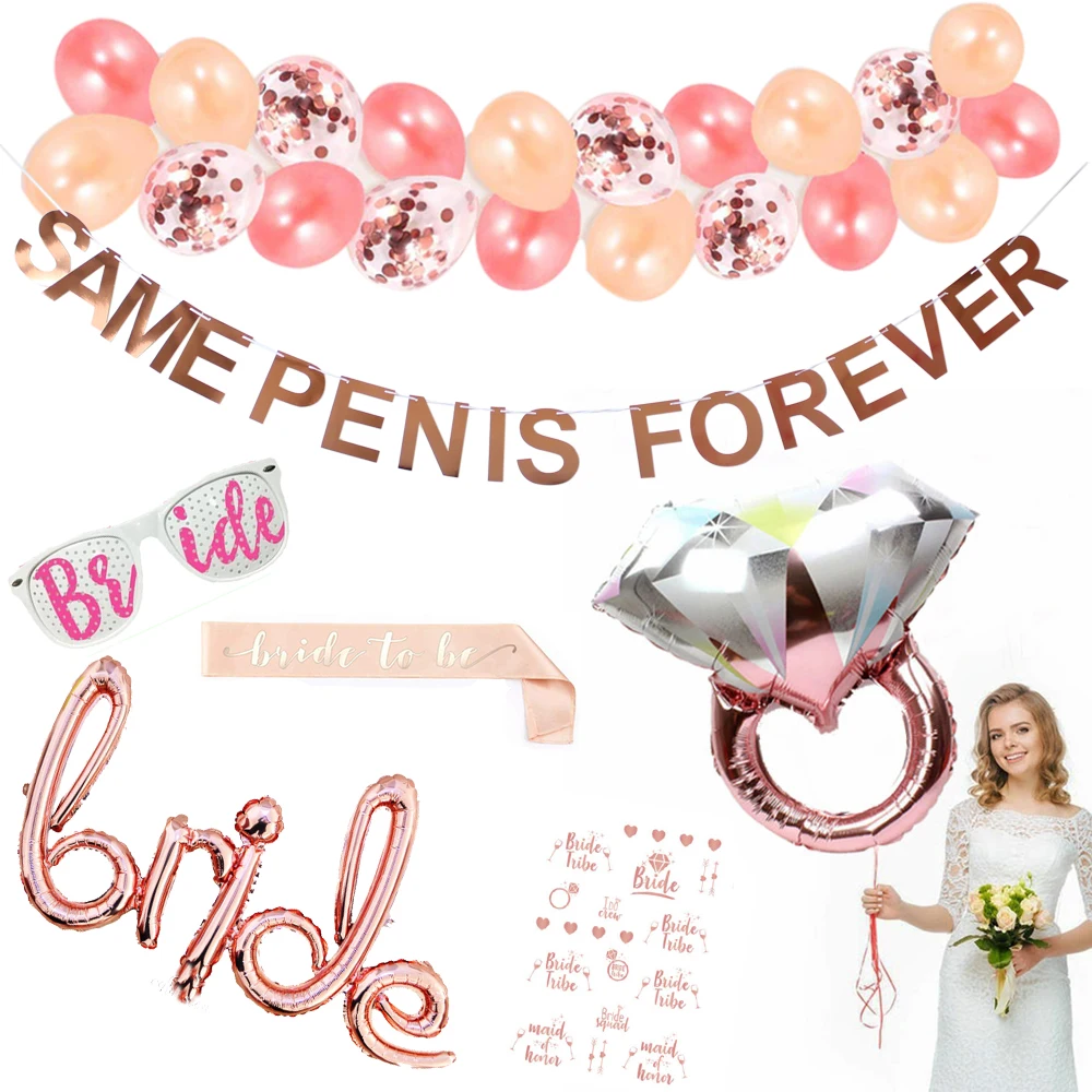 Rose Gold Bachelorette Party Supplies Same Penis Forever Banner Bride  Tattoo Sticker Bride To Be Banner Balloon Set - Buy Rose Gold Bachelorette  Party Supplies Same Penis Forever Banner Bride Tattoo ...