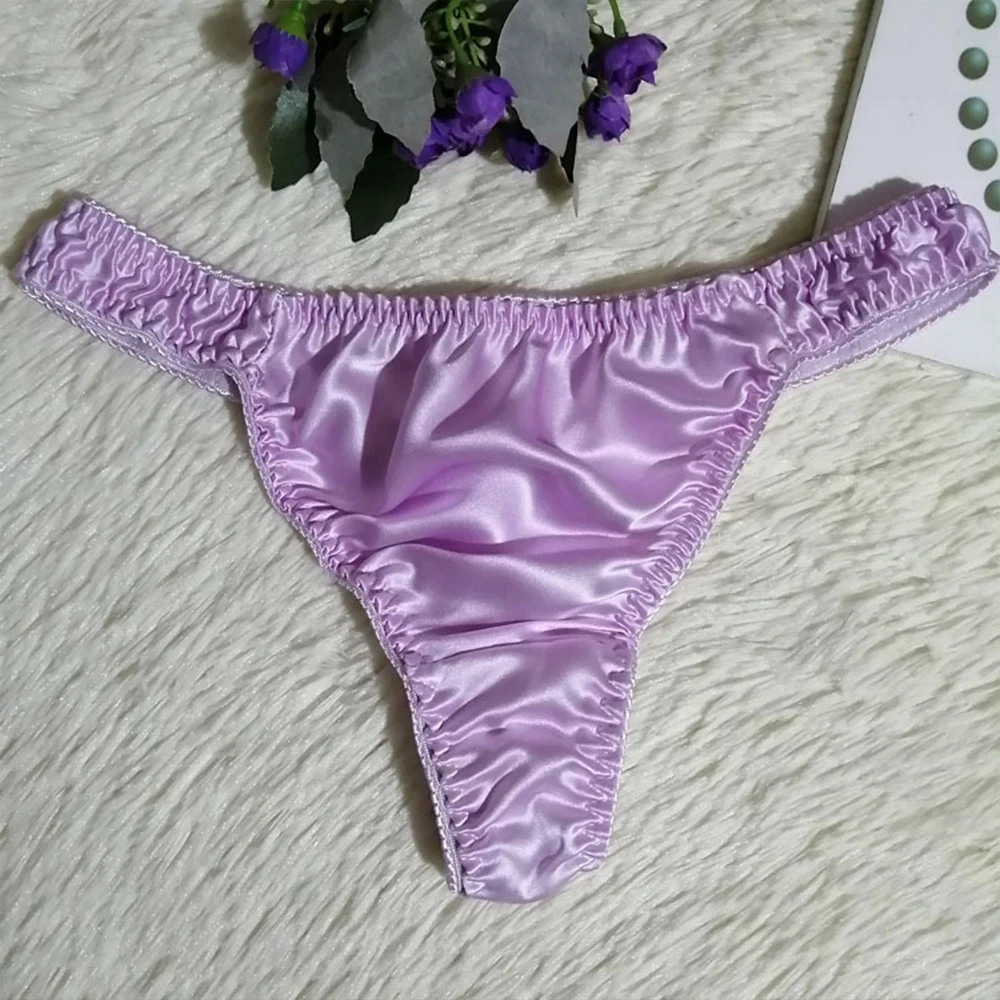 Anti Static Factory Direct T-shaped Sexy Ladies Silk Thong Underwear Private Label Custom 6A Grade Mulberry Silk Pantie for Gift