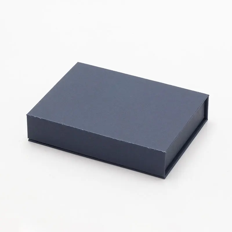 Rigid Magnetic Catch Foldable Cardboard Paper Small Navy Blue Gift Jewelry Boxes with Lid