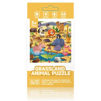 Exercise the baby's cogitive ability and improve the baby's intelligence 36 pieces grassland animal jigsaw puzzle