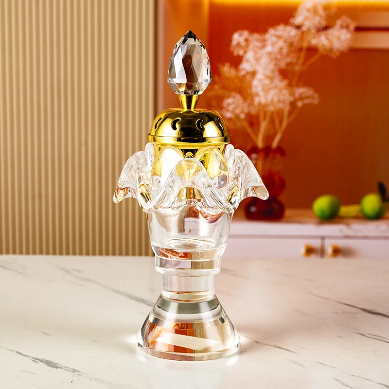 product new design exquisite fashion wave shape home decoration air purification treatment glass crystal aromatherapy stove-4