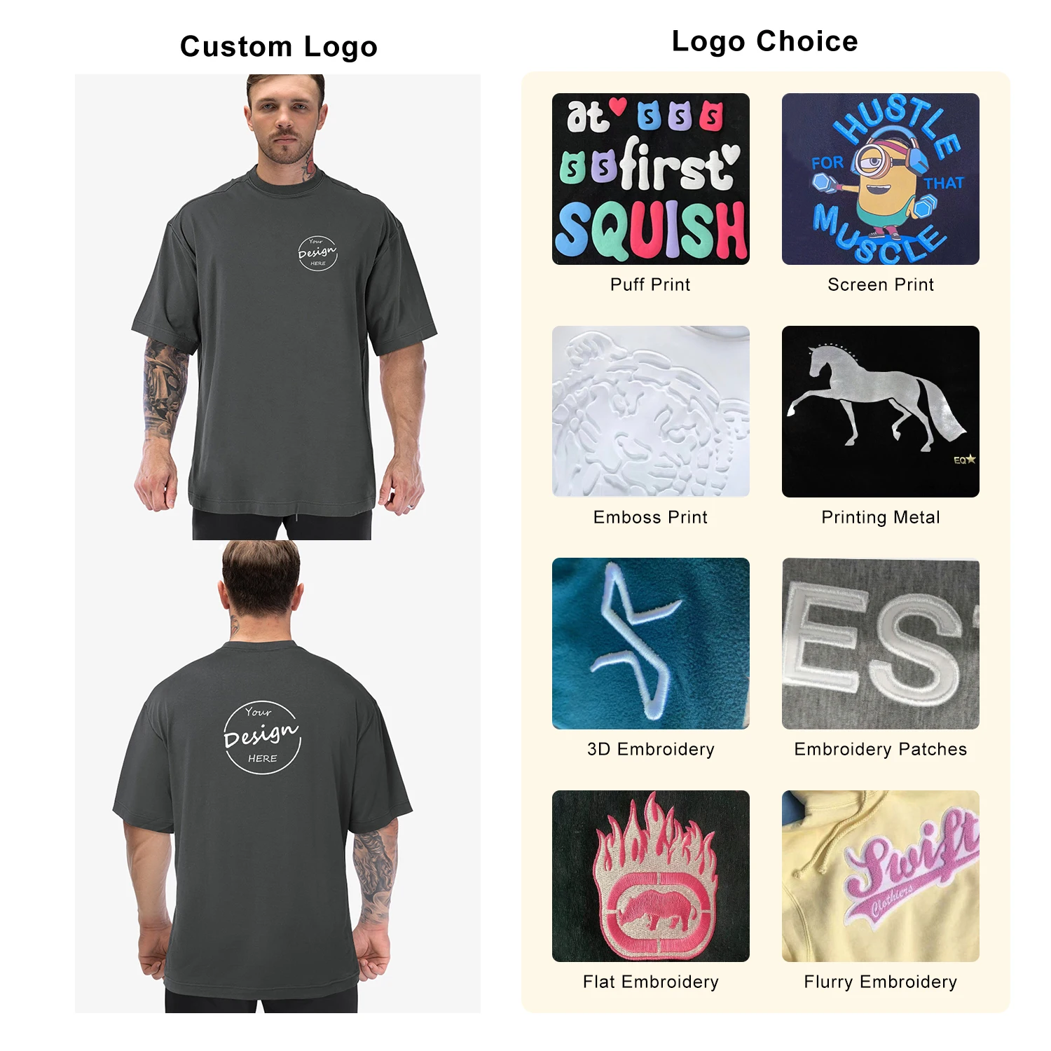 JL0522A Wholesale High Quality T Shirt Embroidery Men’s T-Shirts Oversized Heavy Cotton Drop Shoulder T-Shirts Men