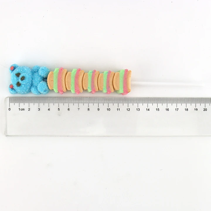 Halal Cartoon Animals and Hamburger Shaped String Candy Marshmallow Lollipop