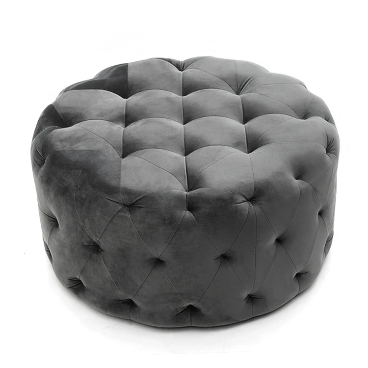 Nordic Luxury Velvet Fabric Stool Plus Cotton Thickening Comfortable Multiple Colour Chesterfield Ottoman