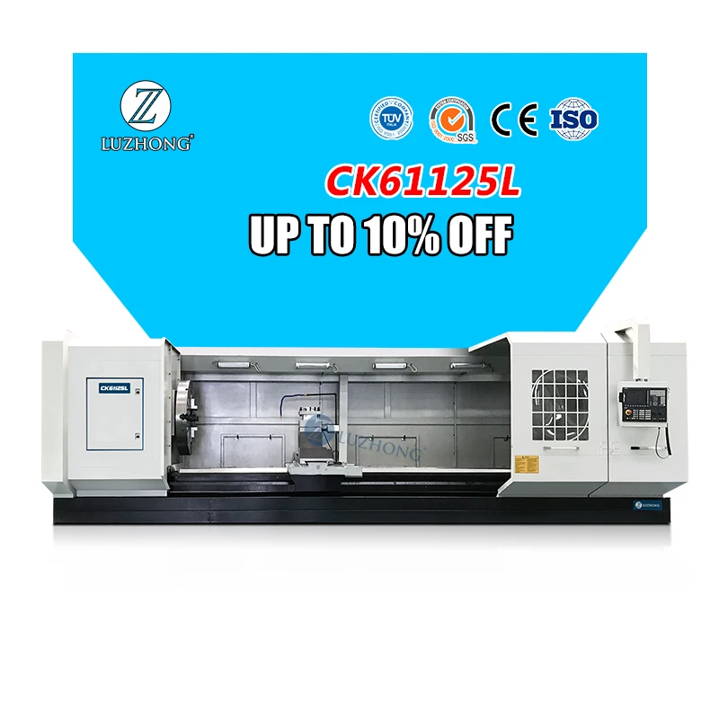 LUZHONG Heavy Duty CK61125L CNC Controller Chinese Flat Bed Horizontal Metal Lathe with  System 220V Motor Used Condition